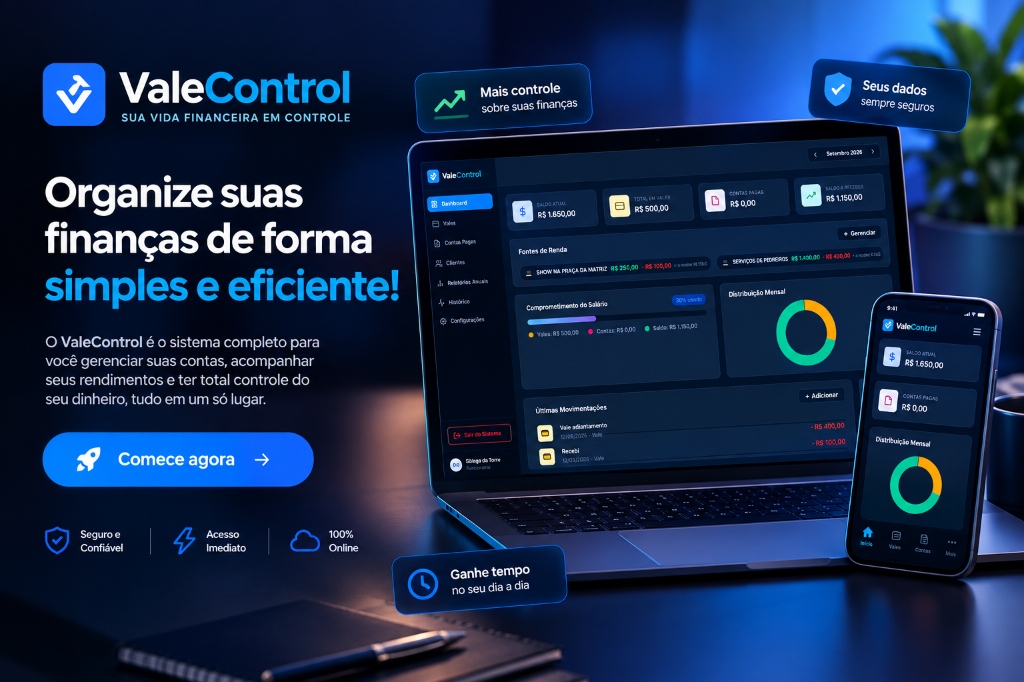 Visualização do Painel ValeControl no Computador e Celular